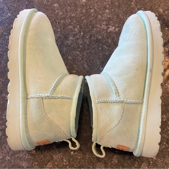 EUC UGG Sky Blue Ultra Mini Suede Boots - Picture 5 of 9